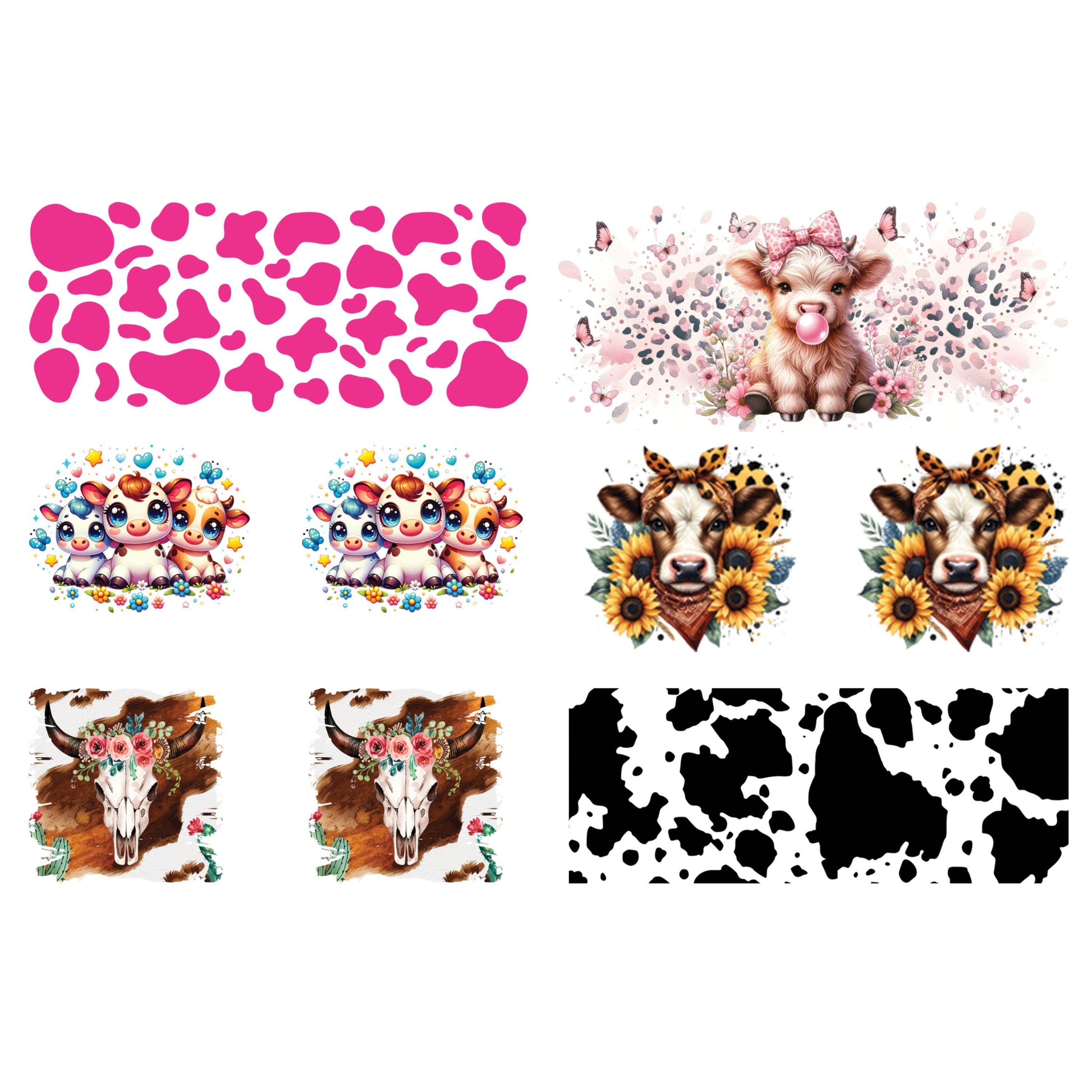 UV dtf Sticker print Cow keychain mini wraps for mini tumbler keychains, sticker. Uv wrap for chapstick holders. money holder #10256