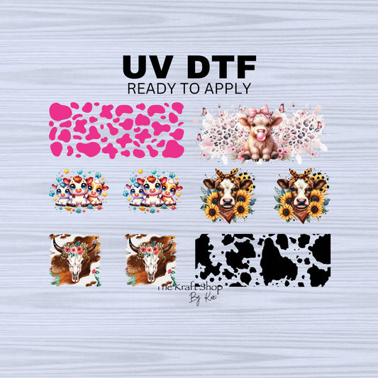 UV dtf Sticker print Cow keychain mini wraps for mini tumbler keychains, sticker. Uv wrap for chapstick holders. money holder #10256