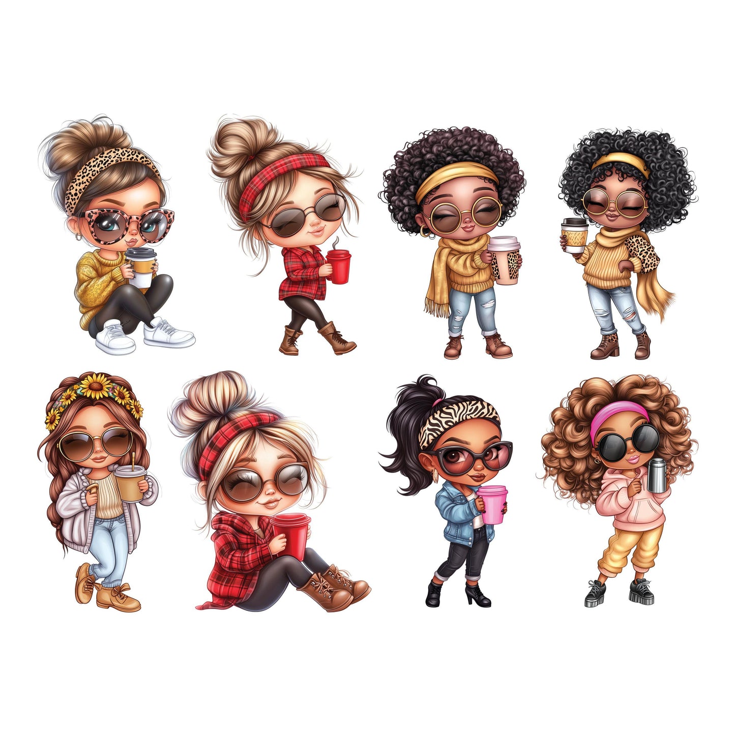 UV DTF Sticker prints. Sassy Coffee Mom bougie bundle of 4 decals, permanent sticker.#10260