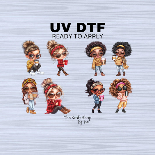 UV DTF Sticker prints. Sassy Coffee Mom bougie bundle of 4 decals, permanent sticker.#10260