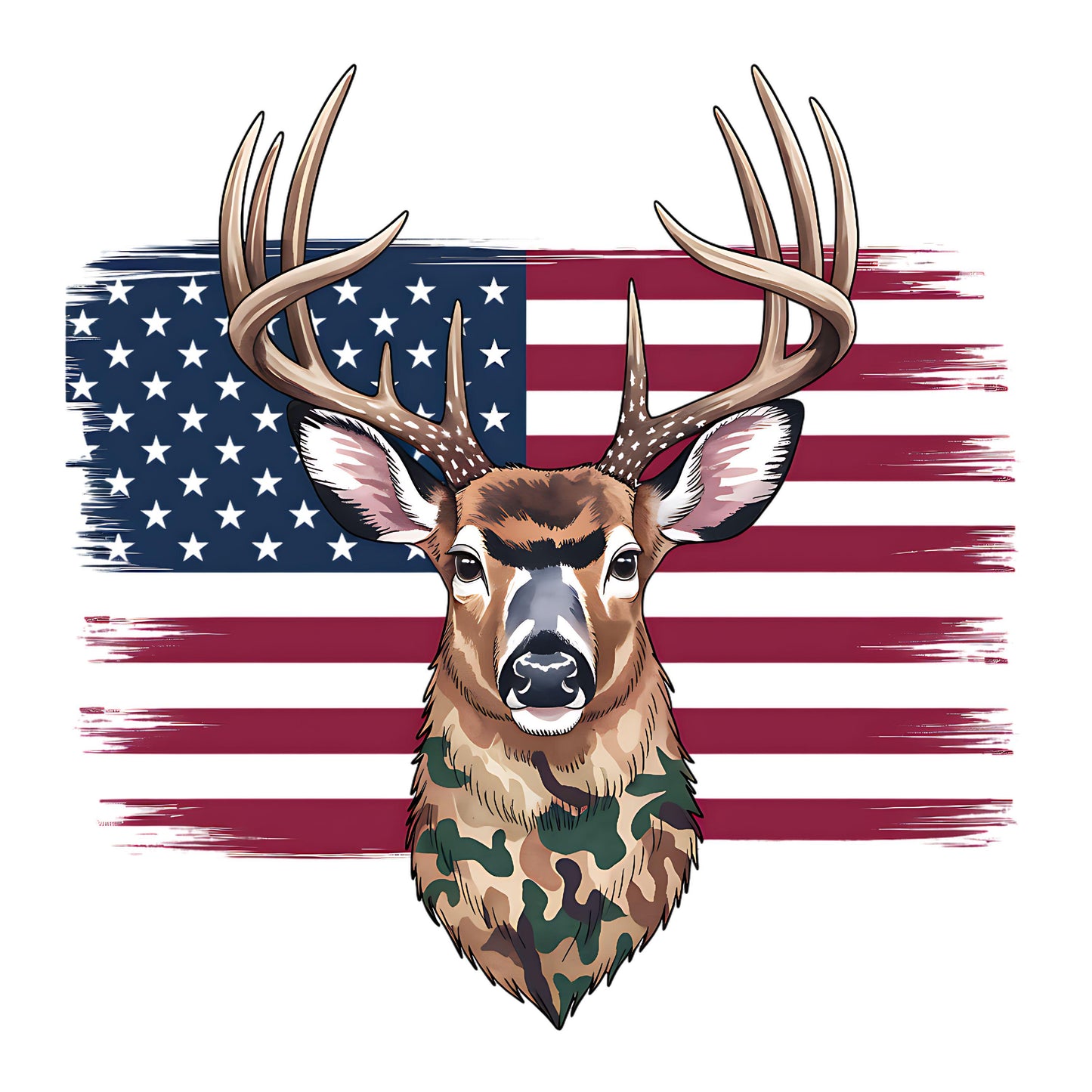 UV DTF Sticker print. American Flag buck deer decal, tumbler decal, permanent sticker. #7309