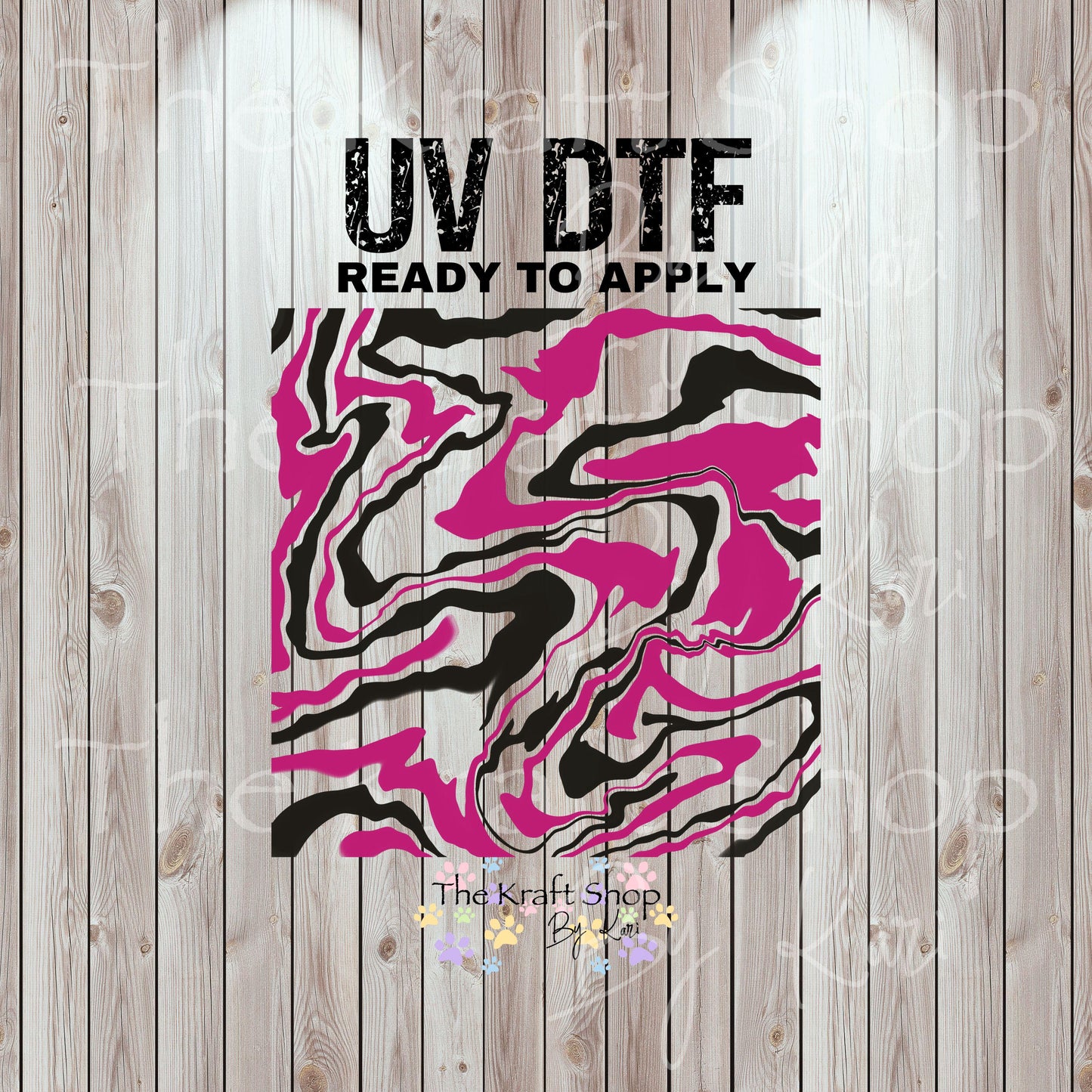 UV DTF Sticker print. Hydro dip helper wrap #8 Pink Black tumbler decal. #5342