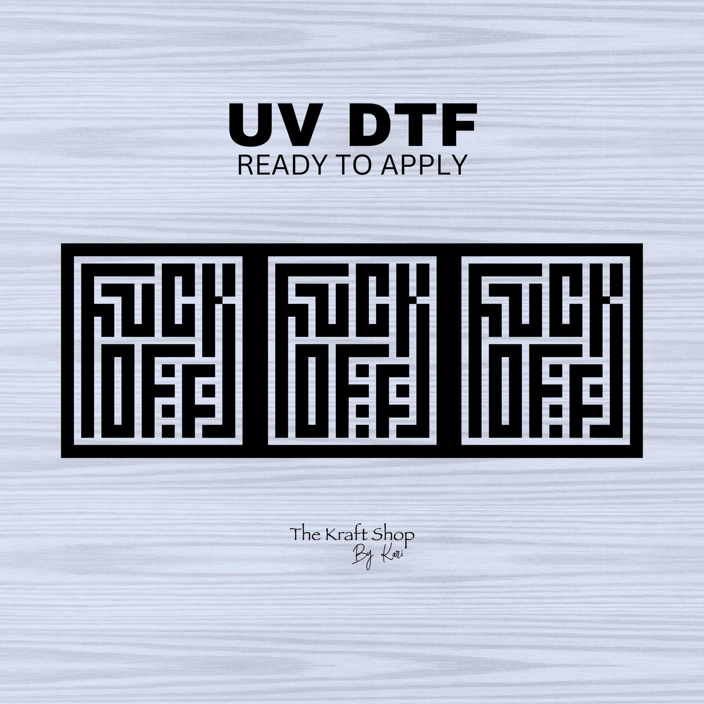 UV DTF Sticker print. Fuck off hidden message square decals tumbler decal. Glass can wrap. #5324