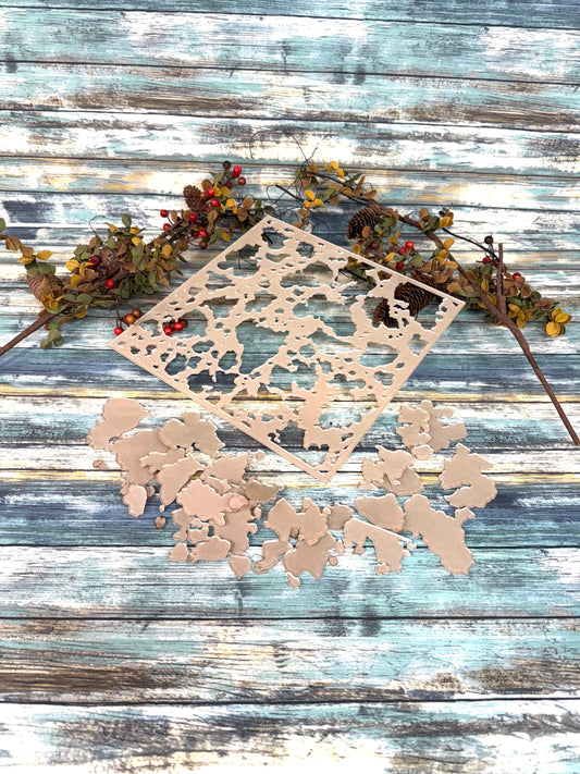 Cow print Acrylic Stencil for Creative Art Projects. Bleaching stencil. Cow spot stencil. Woodworking template.