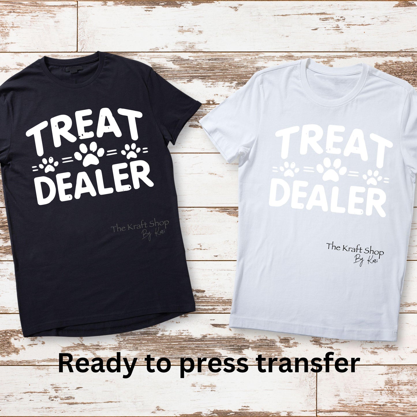 DTF ready to press transfer Treat dealer with distressed letters Direct to film heat press transfer. DTF Print #11474
