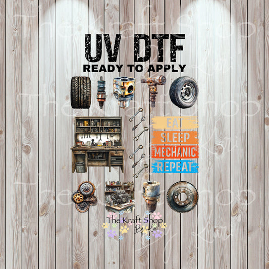 UV DTF Sticker print Mechanic Element sheet decal, tumbler decal #10287