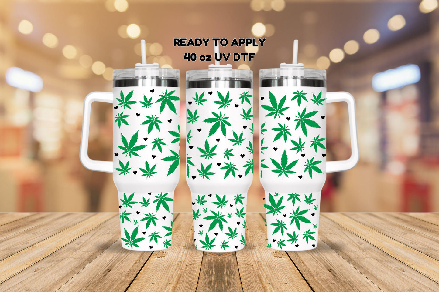 UV DTF 40 oz ready to apply High Maintenance maple leaf and hearts 40oz quencher wrap decal , UV wrap quenchers #3157
