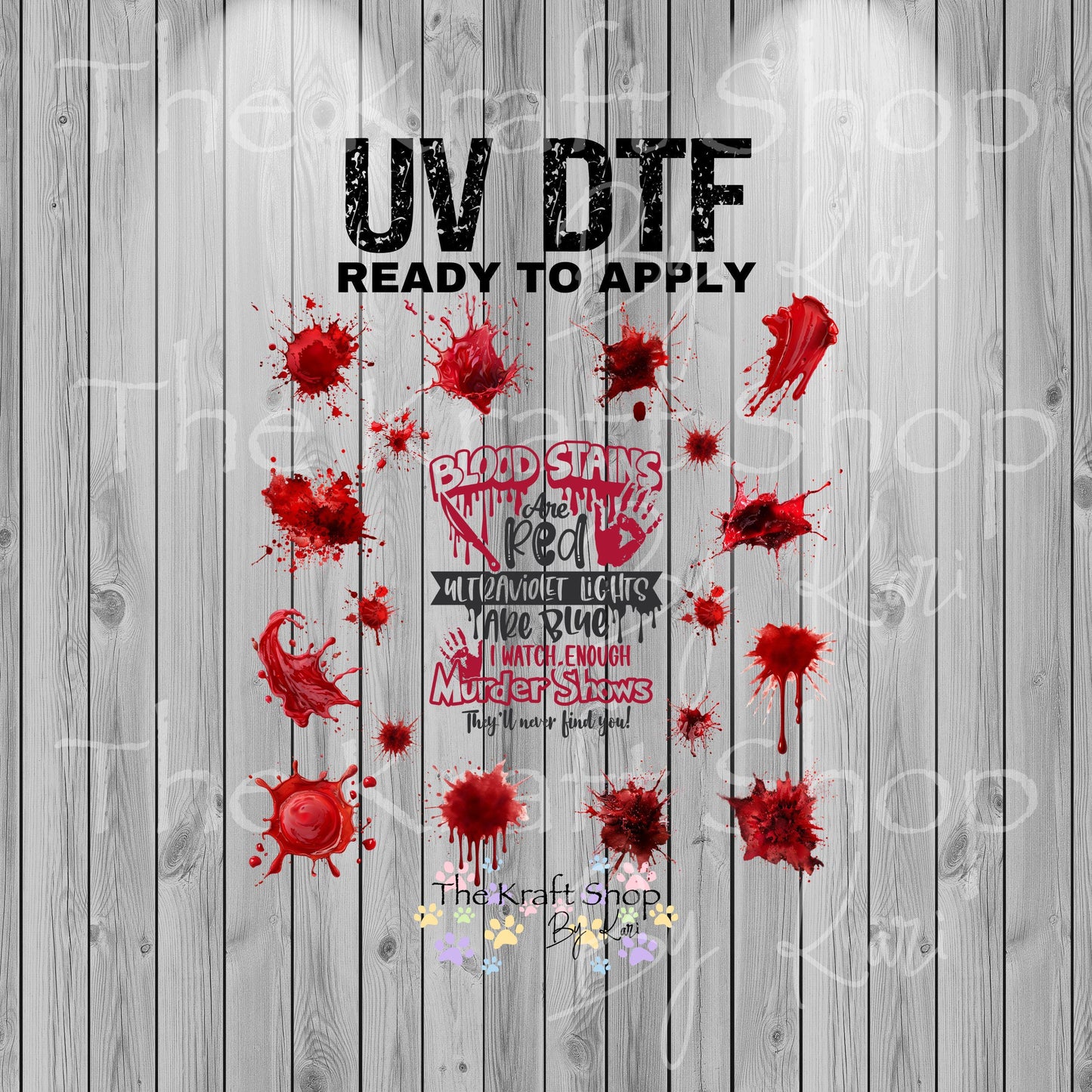 UV DTF Sticker print Blood stains are red Element sheet decal, tumbler decal #10295