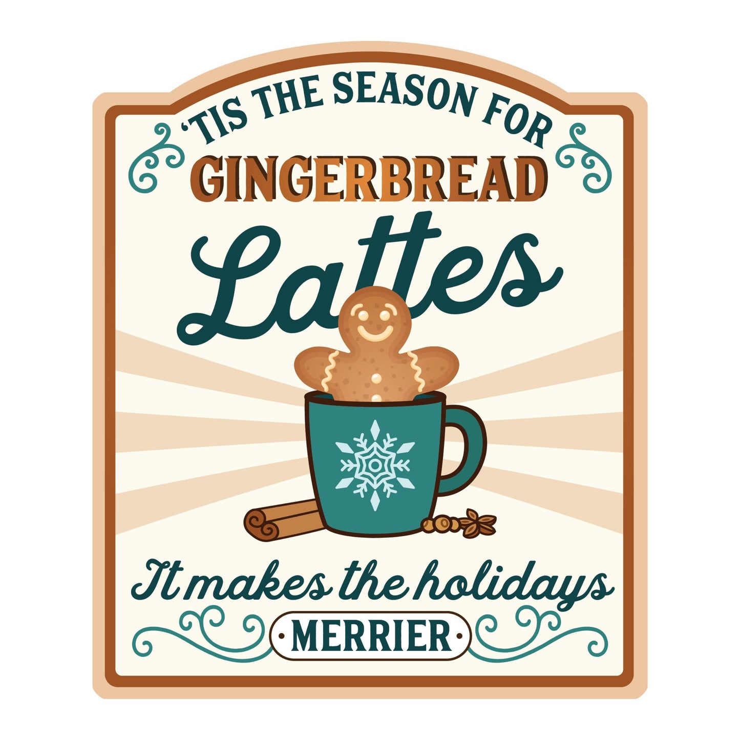 UV DTF Sticker print. Gingerbread Latte Label Christmas decal, tumbler decal, permanent sticker tumbler. #7332