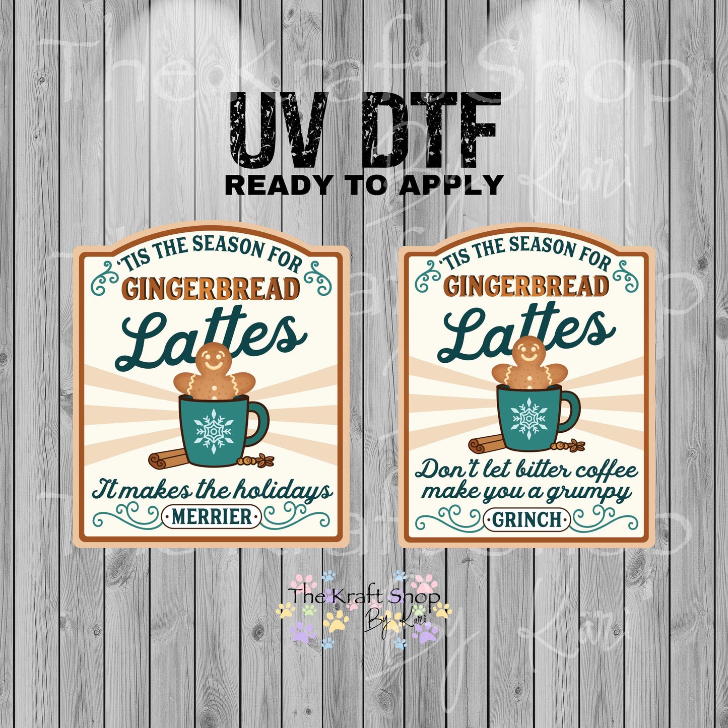 UV DTF Sticker print. Gingerbread Latte Label Christmas decal, tumbler decal, permanent sticker tumbler. #7332