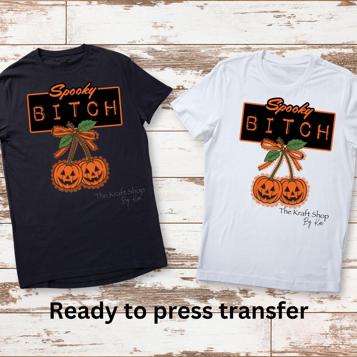 DTF ready to press transfer Spooky faux embroidery shirt decal Direct to film #11490