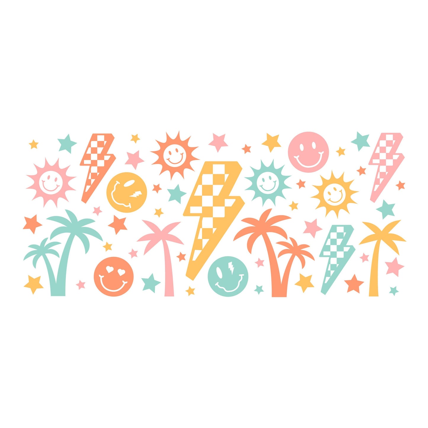 UV DTF Sticker print. Retro Summer glass can wrap decal, tumbler decal, permanent sticker. UV wrap for glass can tumbler. #5361
