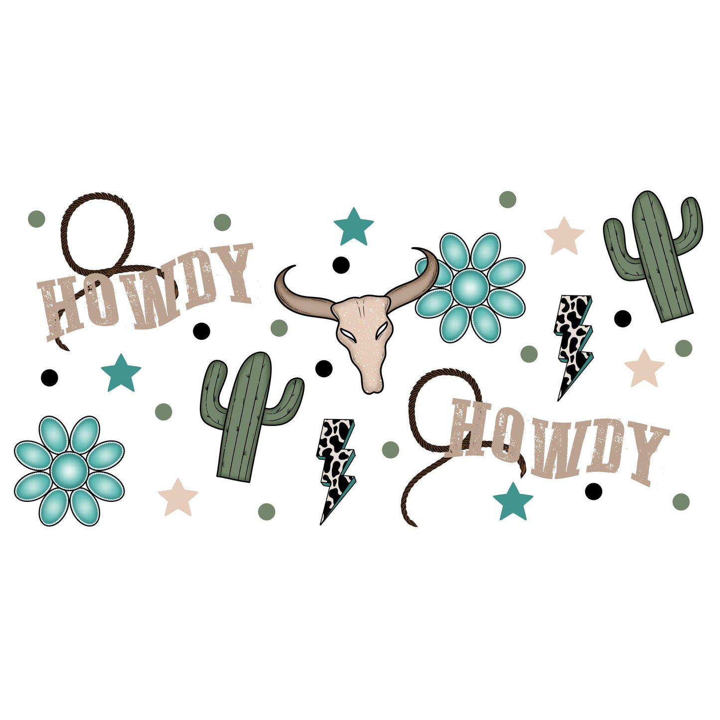 UV DTF Sticker print. Howdy wrap western country for glass can wrap decal, tumbler decal, permanent sticker. #5364