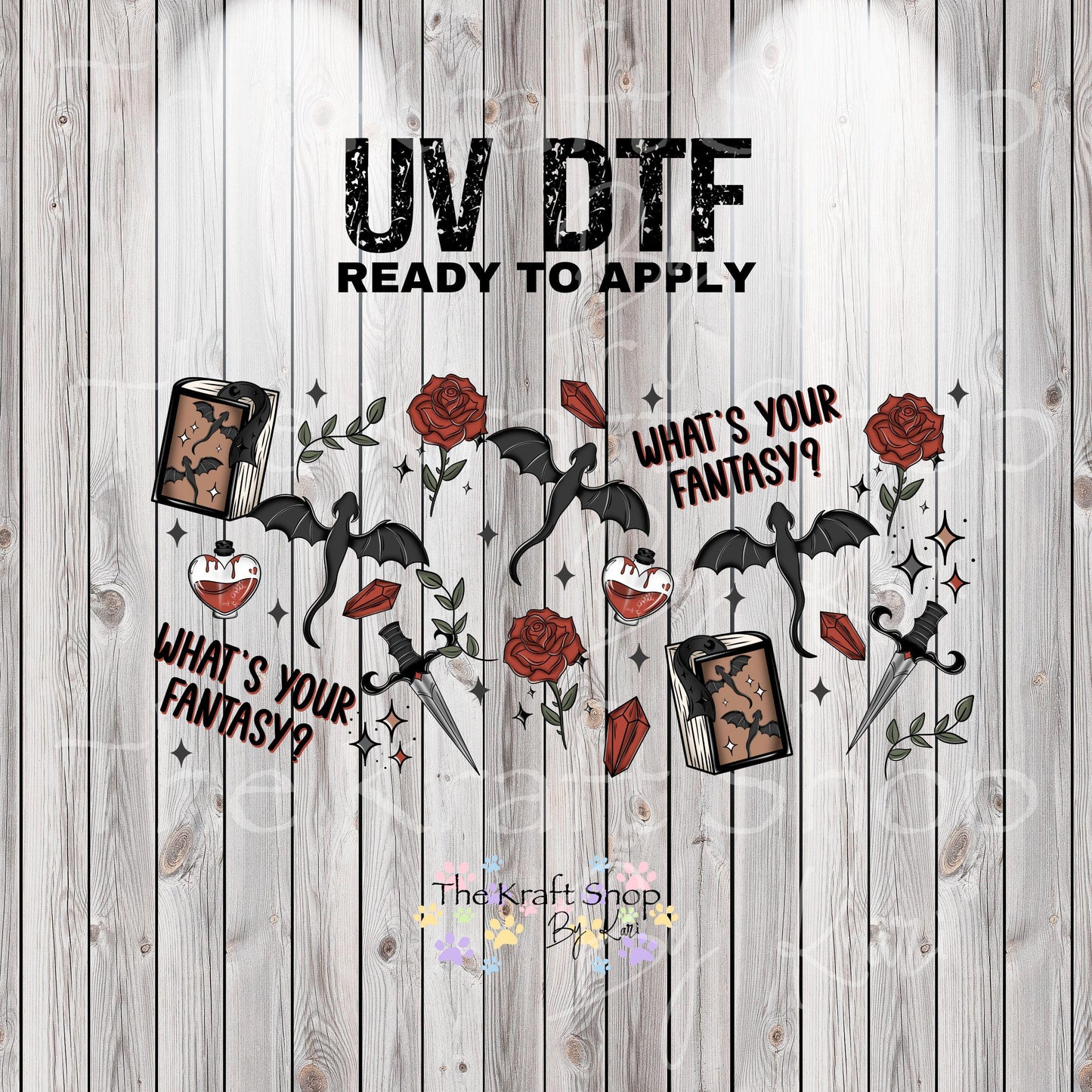 UV DTF Sticker print. Fantasy glass can wrap decal, tumbler decal, permanent sticker. #5367