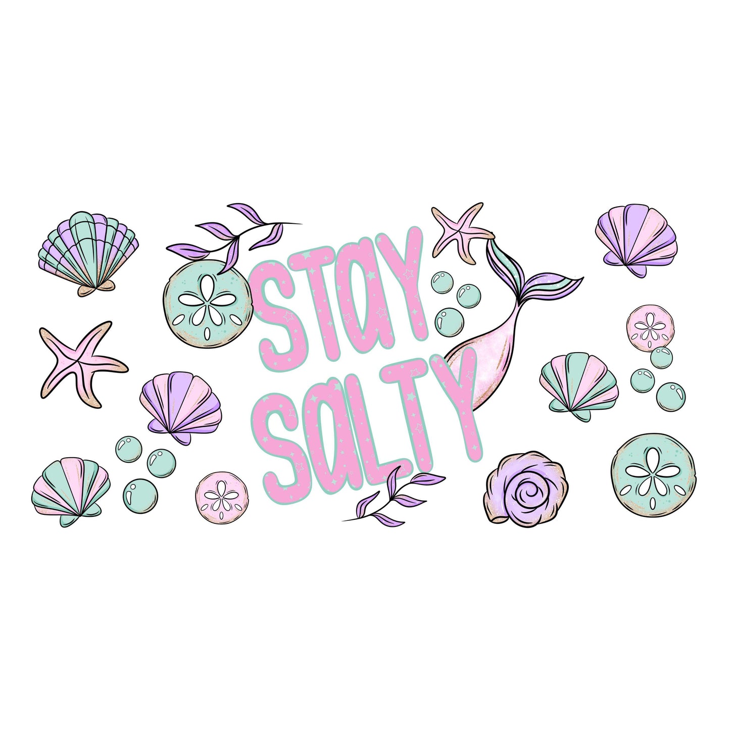 UV DTF Sticker print. Stay salty glass can wrap decal, tumbler decal, permanent sticker. #5370