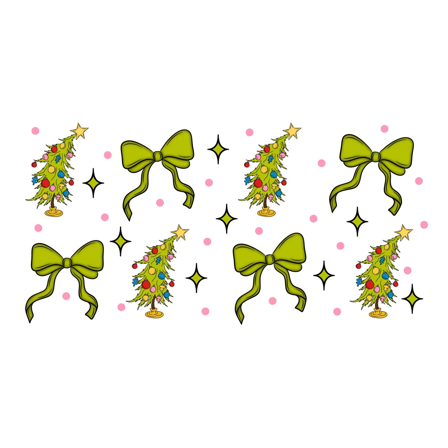 UV DTF Sticker print. Who green ville tree wrap for glass can wrap decal, tumbler decal, permanent sticker. #5375