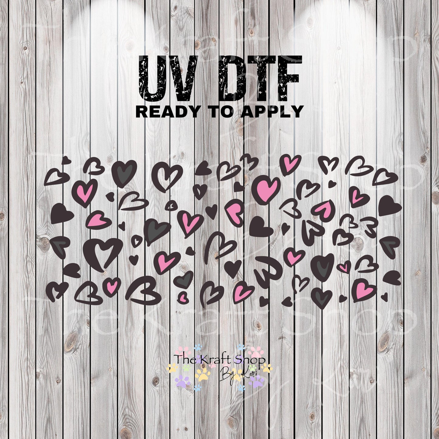 UV DTF Sticker print. Hearts cheetah glass can wrap decal, tumbler decal, permanent sticker. #5388