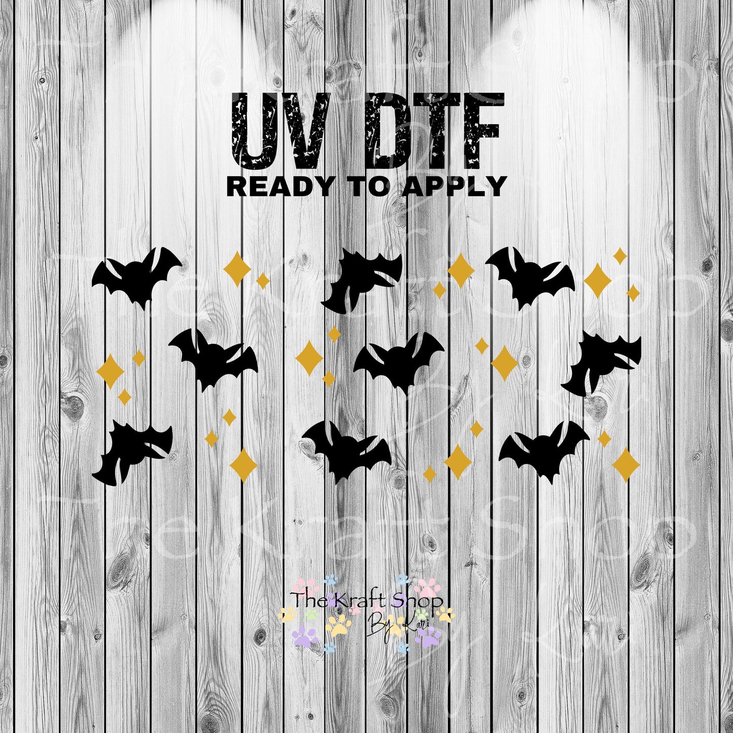 UV DTF Sticker print. Bat sparkle glass can wrap decal, tumbler decal, permanent sticker. #5393