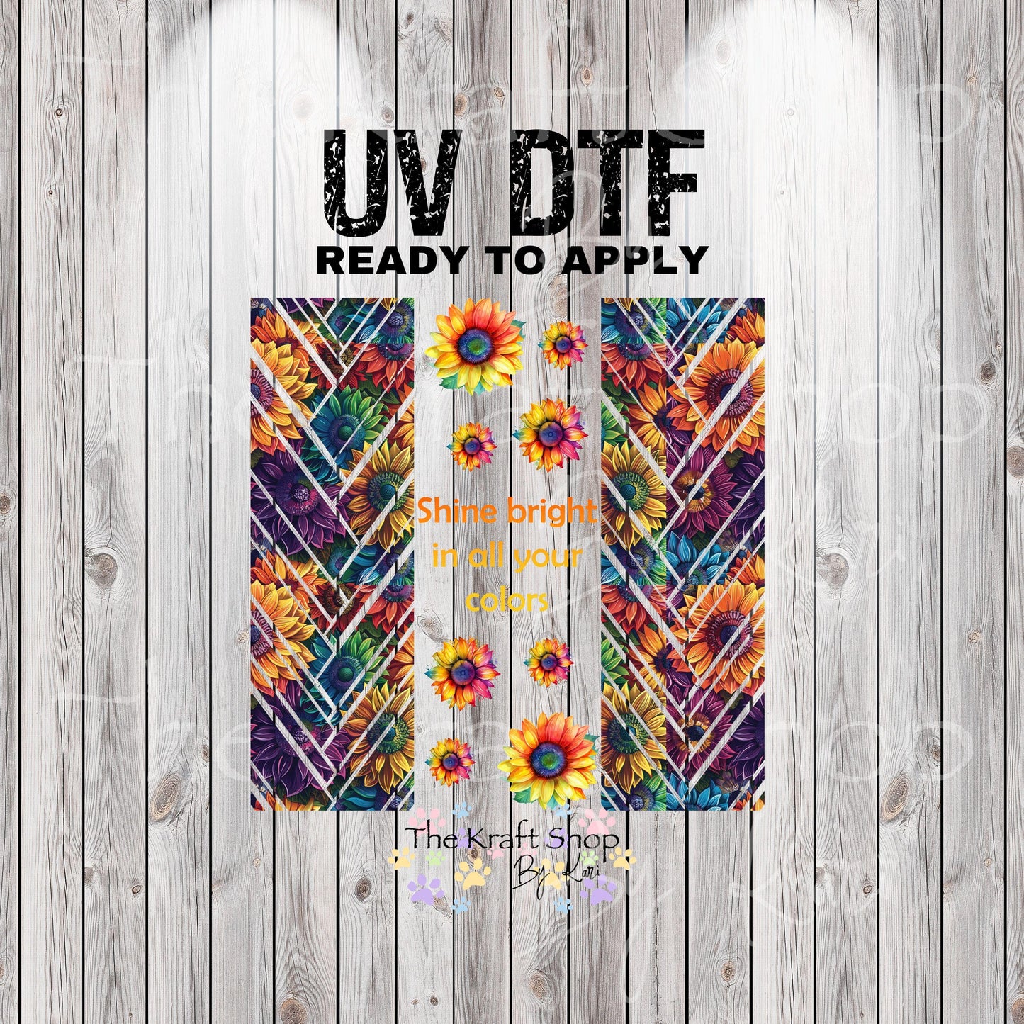 UV DTF Sticker prints. Shine bright in all your colors mixed media rainbow hot mess herringbone design bands element sheet bundle #4555