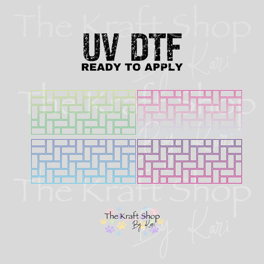 UV DTF Sticker print Blocks hollow block outline ombre colored decal, tumbler decal, permanent sticker. Uv wrap for glass can tumbler #10300