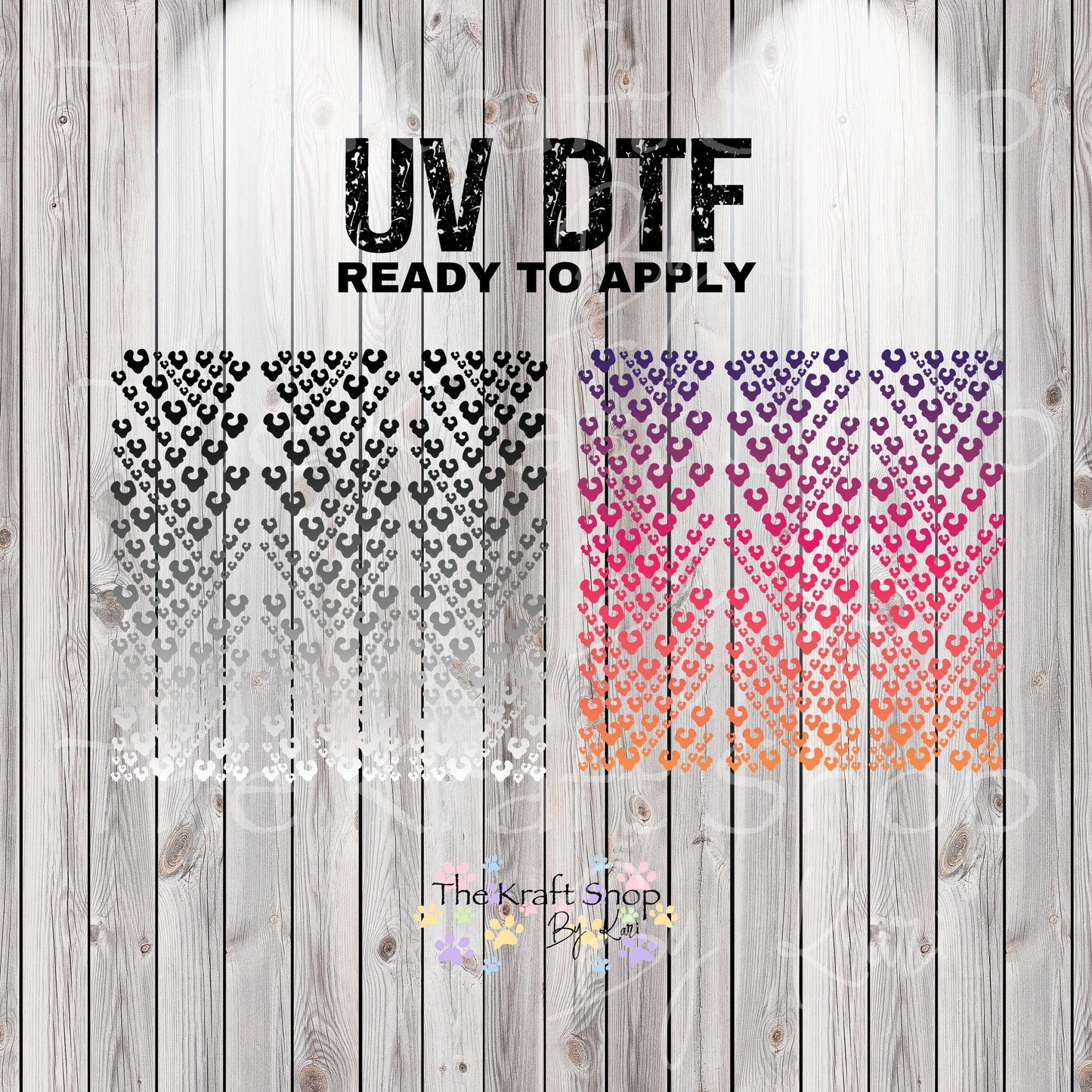 UV DTF Sticker prints. Ombre Black or Pinks Leopard mixed media rainbow hot mess herringbone design bands element sheet bundle #10304