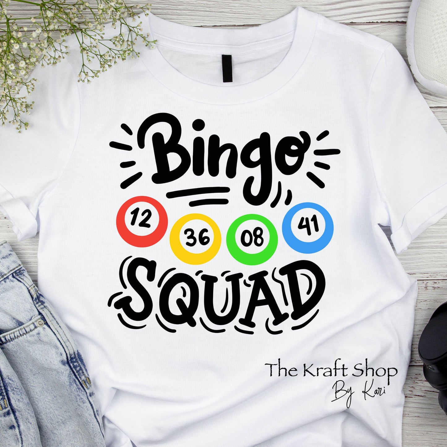 DTF ready to press transfer. Bingo Squad bingo lover , Direct to film heat press transfer. DTF Print #11241