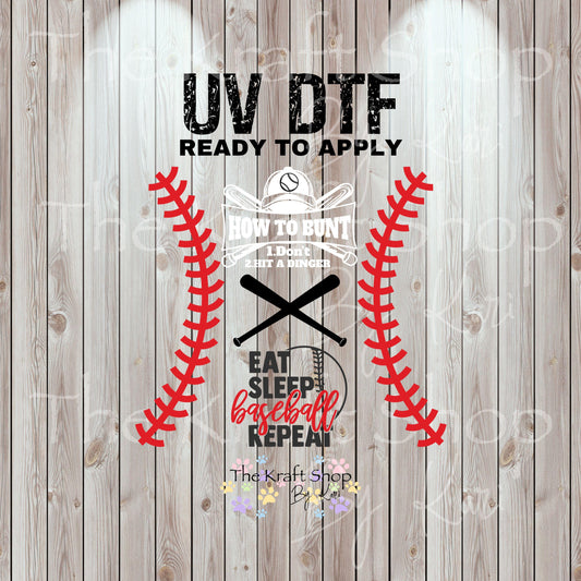 UV DTF Sticker print Baseball stitching and sayings Element sheet decal, tumbler decal #10290