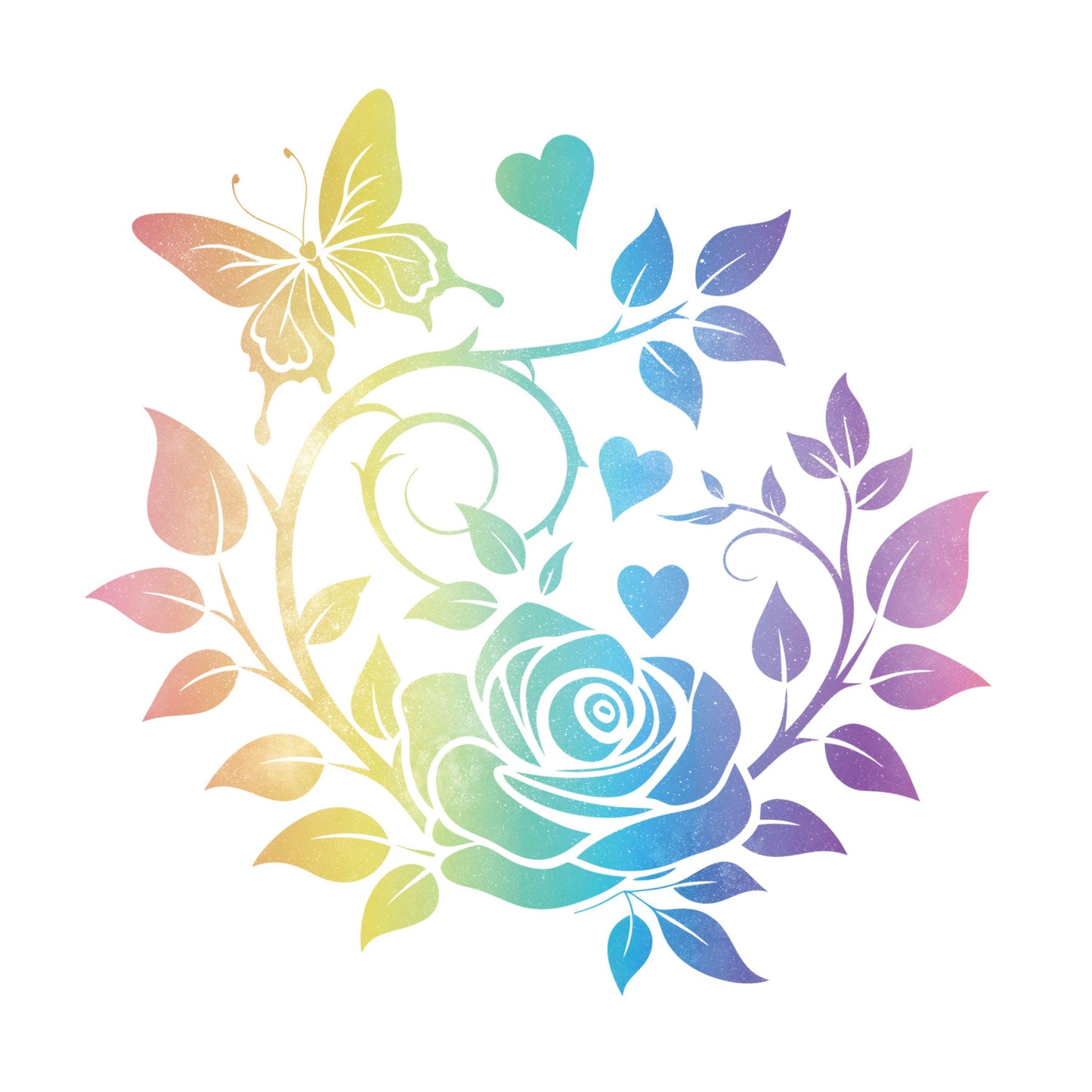 UV DTF Sticker print. Rose ombre butterfly decal, tumbler decal, permanent sticker. Uv wrap for glass can tumbler. #10291