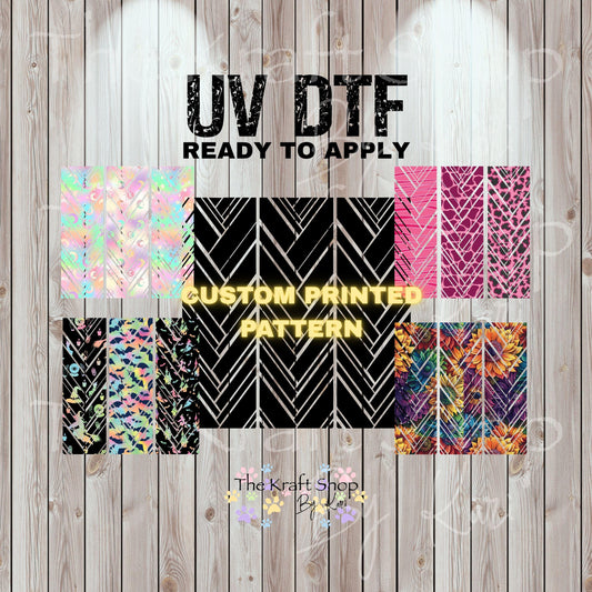 UV DTF Sticker prints. Custom Herringbone Print mixed media hot mess herringbone design bands element sheet bundle #10308