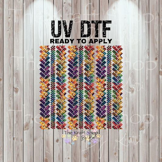 UV DTF Sticker print. Small braided herringbone sunflowers element bundle of decals, tumbler decal. #2036