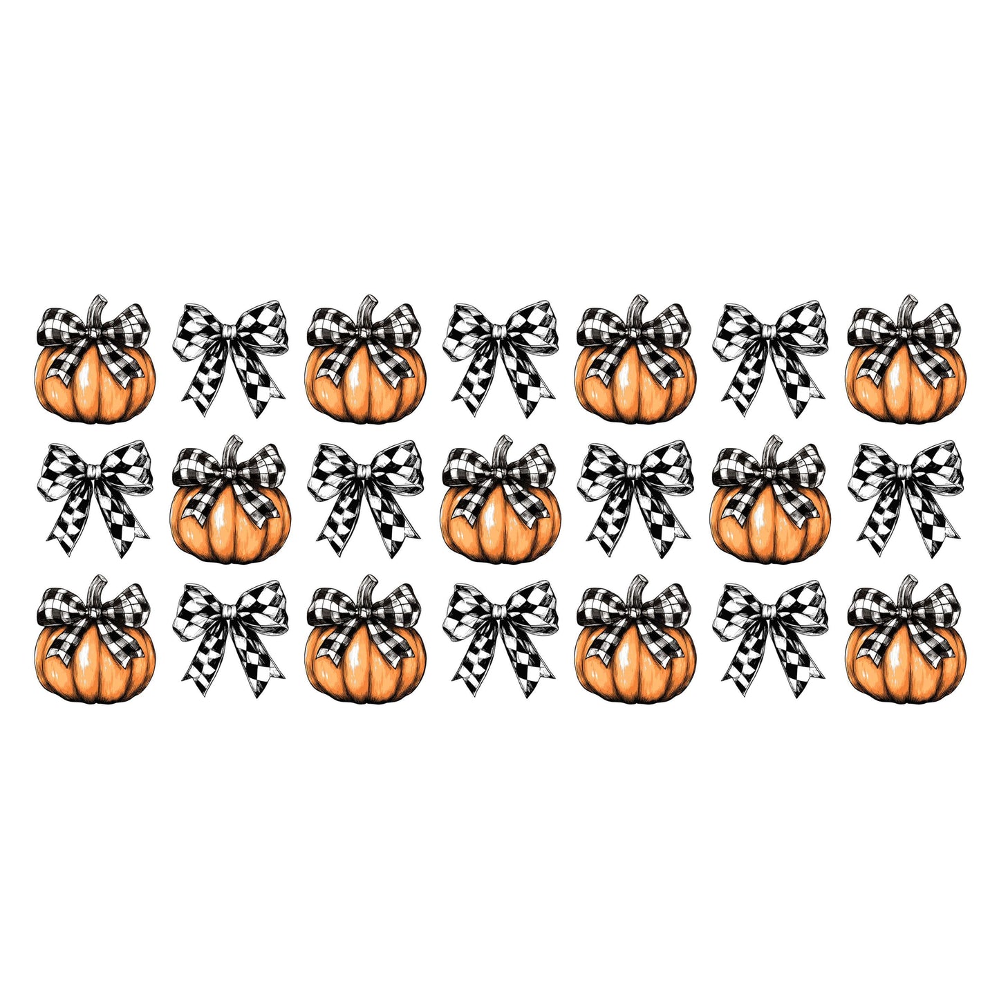 UV DTF Sticker print. Checkered black and white or leopard pumpkin bow fall elements wrap decal, UV wrap for glass can tumbler#7350