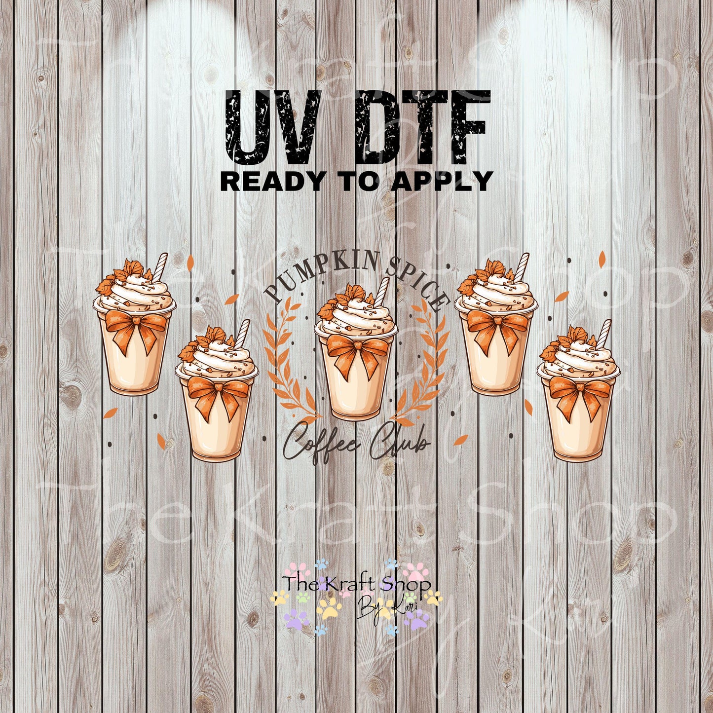 UV DTF Sticker print. Pumpkin spice coffee club fall wrap decal, tumbler decal UV wrap for glass can tumbler#7353