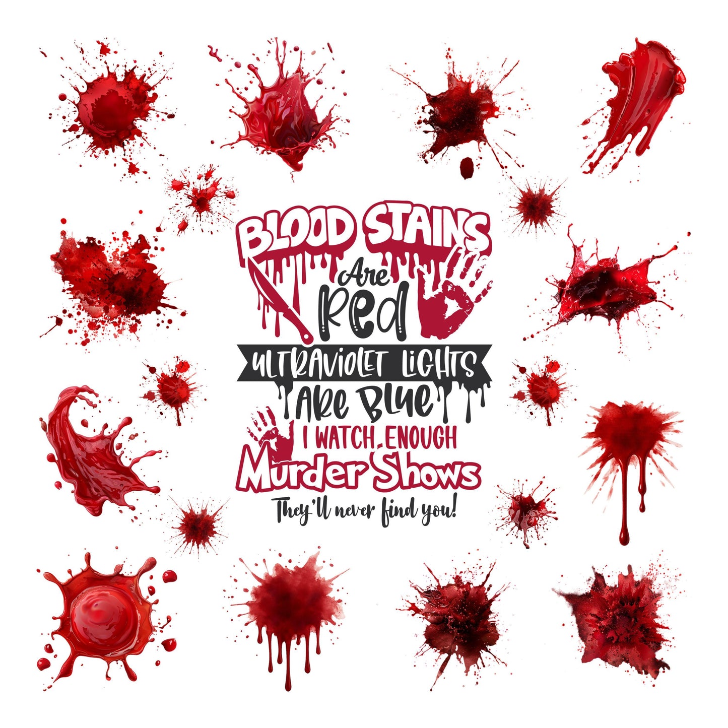 UV DTF Sticker print Blood stains are red Element sheet decal, tumbler decal #10295