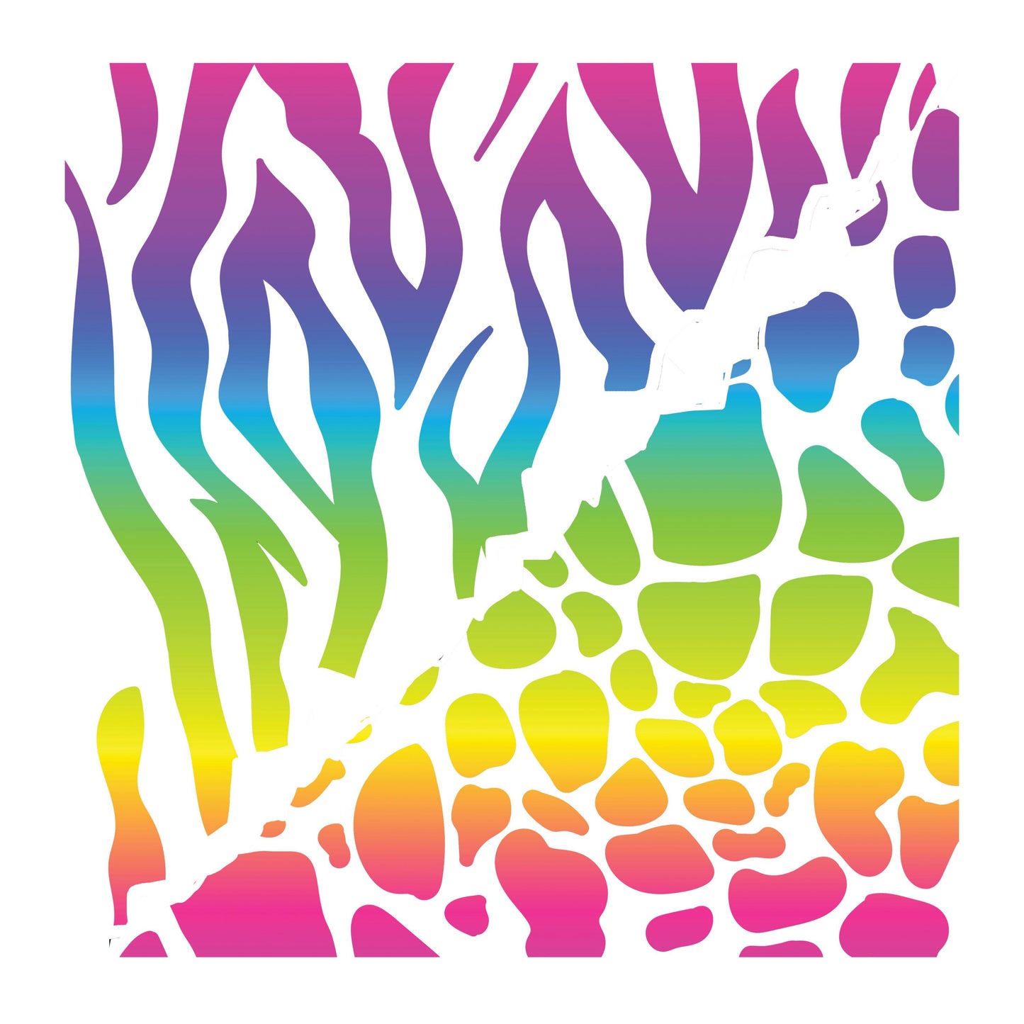 UV DTF Sticker print. Rainbow Safari Cow Zebra v split templates mixed media element bundle of decals, tumbler decal. #10309