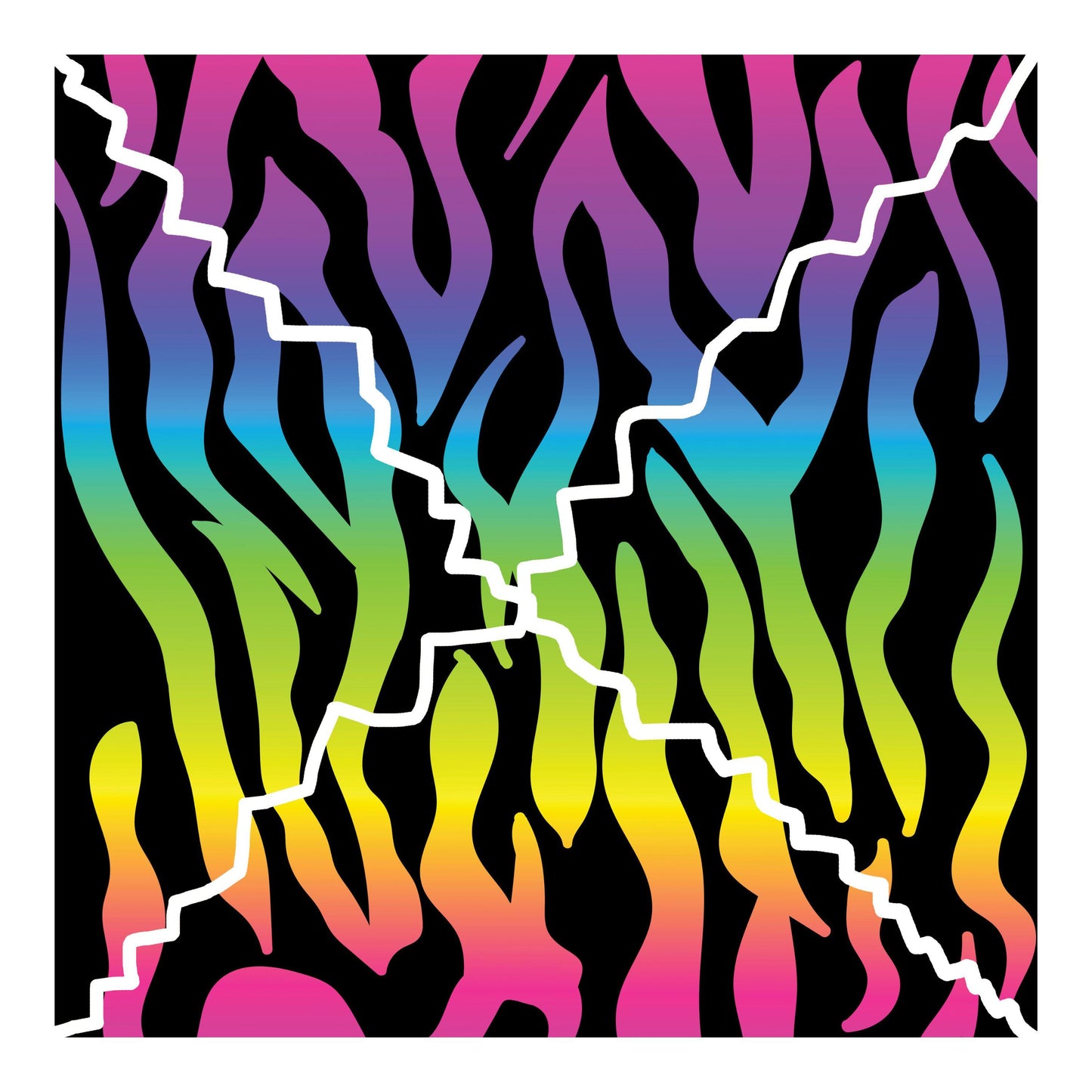 UV DTF Sticker print. Rainbow Zebra v split templates mixed media element bundle of decals, tumbler decal. #10310