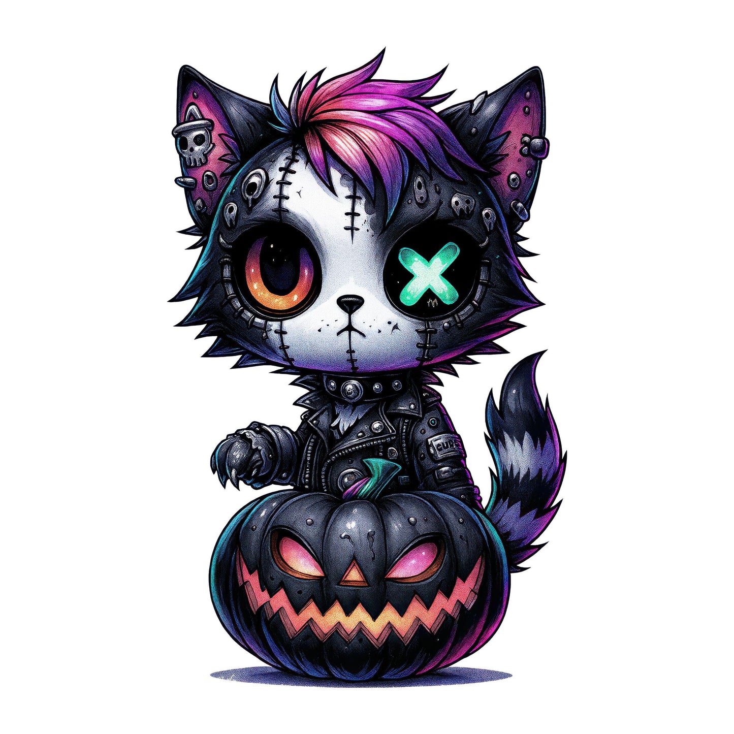 UV DTF Sticker print Halloween Gothic Dog or Cat Cute decal, tumbler decal, permanent sticker. #7361