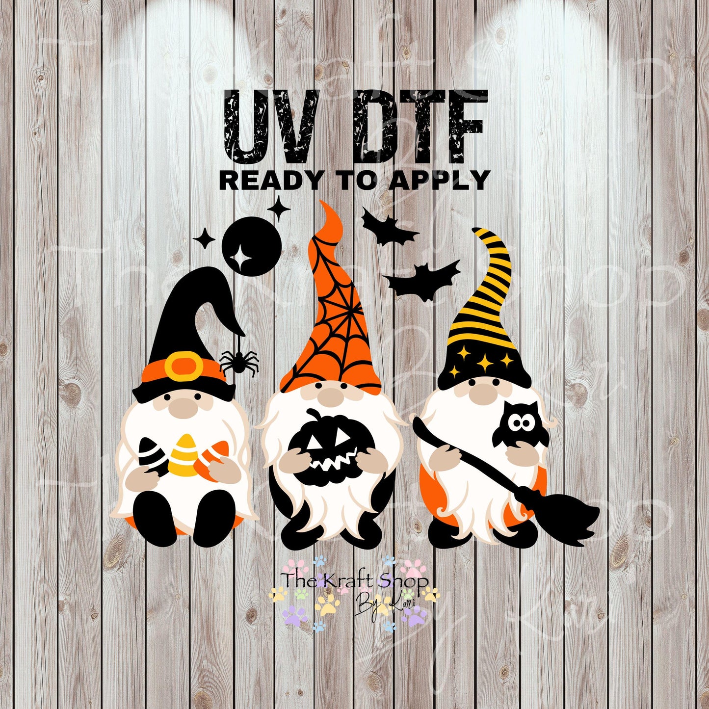 UV DTF Sticker print 3 Halloween Gnomes decal, tumbler decal, permanent sticker. #7362