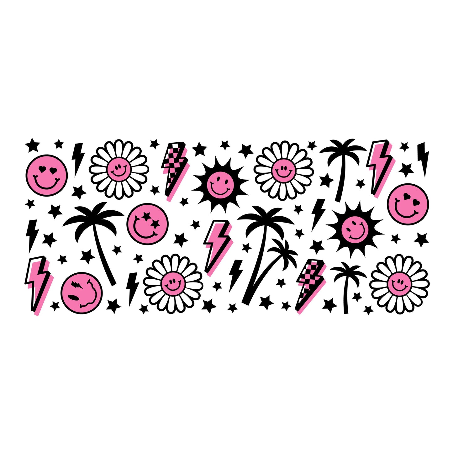 UV DTF Sticker print. Retro Palm Tree wrap decal, tumbler decal, permanent sticker. UV wrap for glass can tumbler. #5355