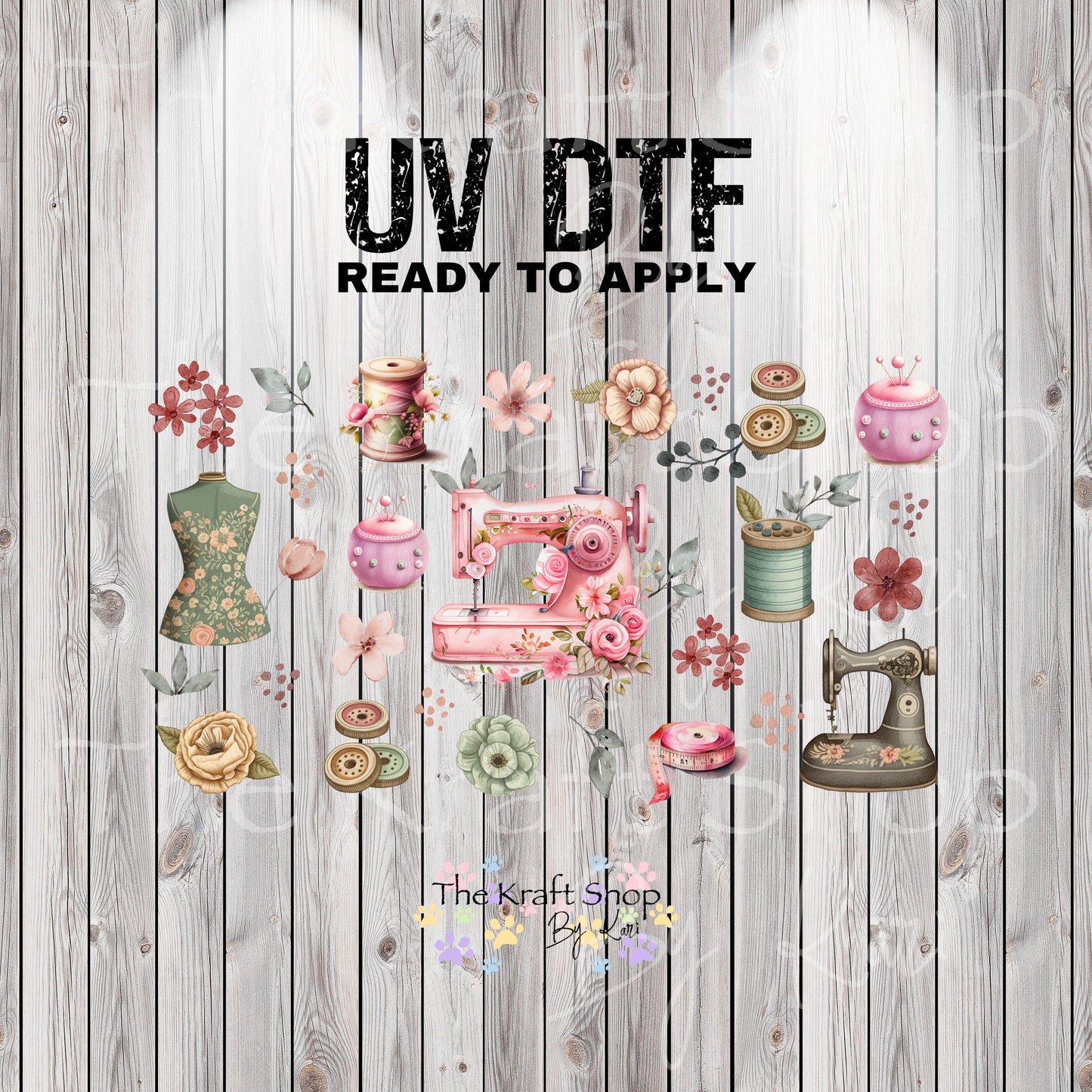 UV DTF Sticker print. Sewing glass can wrap decal, tumbler decal, permanent sticker. UV wrap for glass can tumbler. #5358