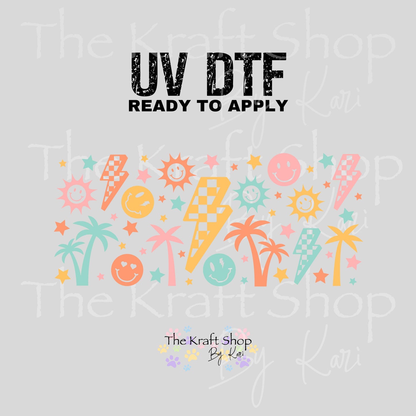 UV DTF Sticker print. Retro Summer glass can wrap decal, tumbler decal, permanent sticker. UV wrap for glass can tumbler. #5361