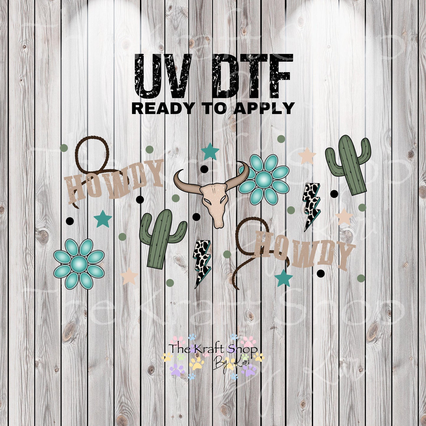 UV DTF Sticker print. Howdy wrap western country for glass can wrap decal, tumbler decal, permanent sticker. #5364