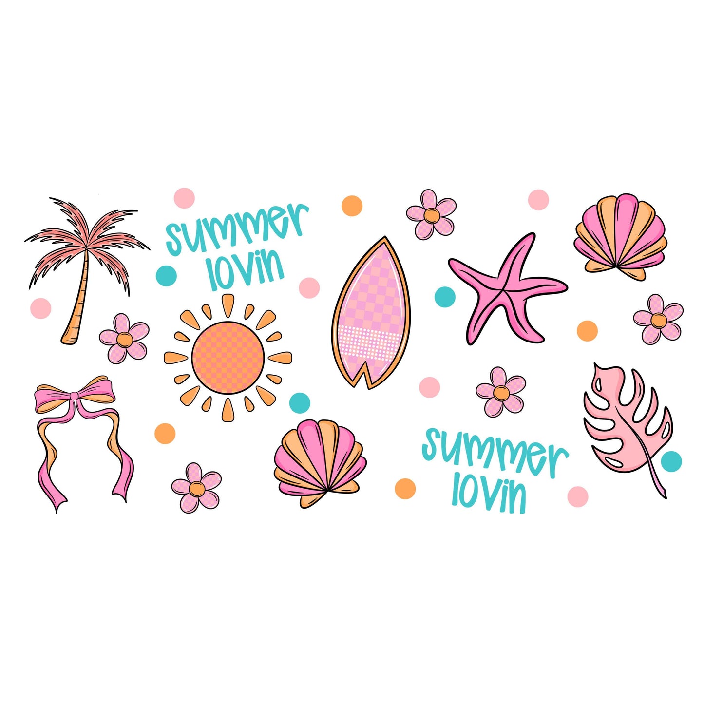 UV DTF Sticker print. Summer lovin glass can wrap decal, tumbler decal, permanent sticker. #5366
