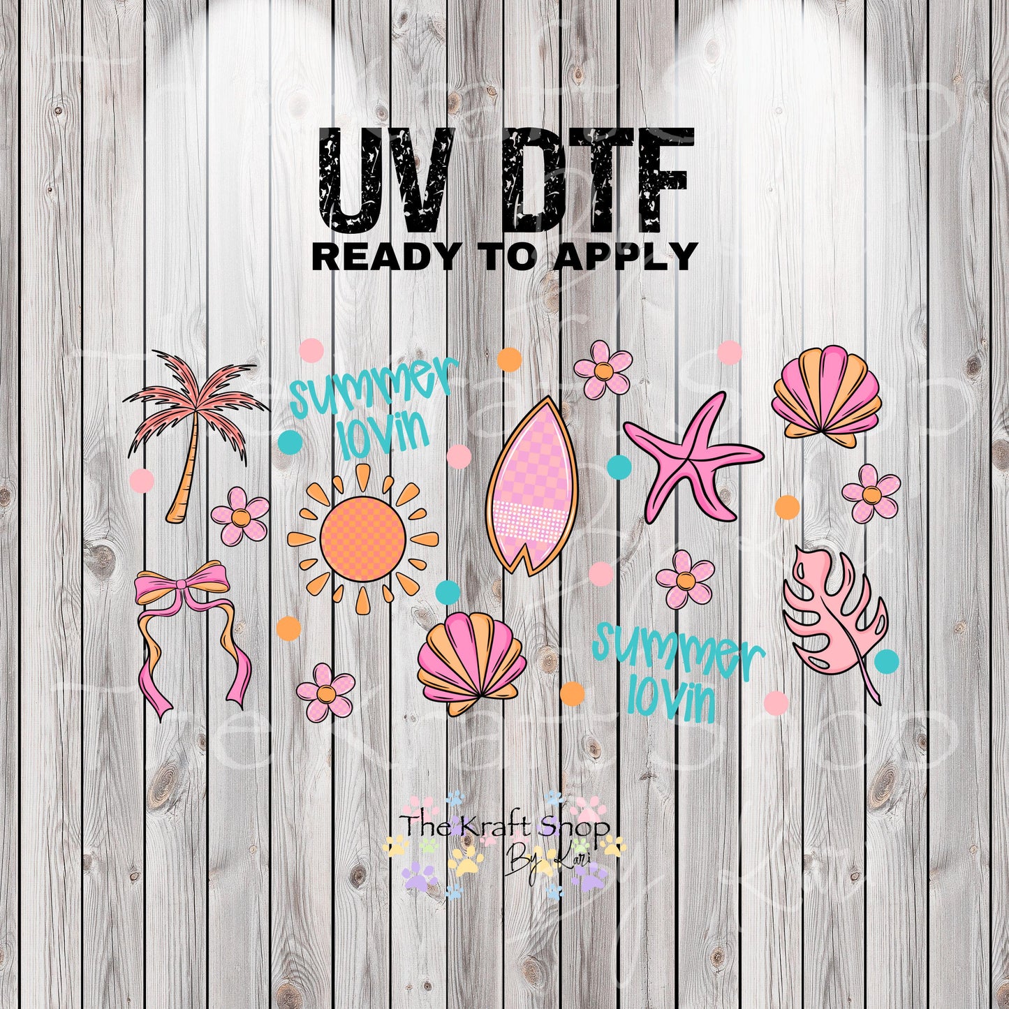 UV DTF Sticker print. Summer lovin glass can wrap decal, tumbler decal, permanent sticker. #5366