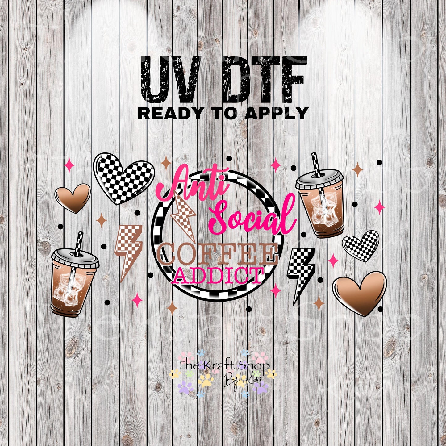 UV DTF Sticker print. Antisocial coffee glass can wrap decal, tumbler decal, permanent sticker. #5369