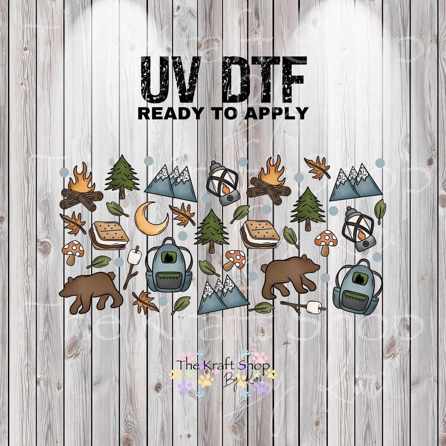 UV DTF Sticker print. Outdoorsy wrap for glass can wrap decal, tumbler decal, permanent sticker. #5372