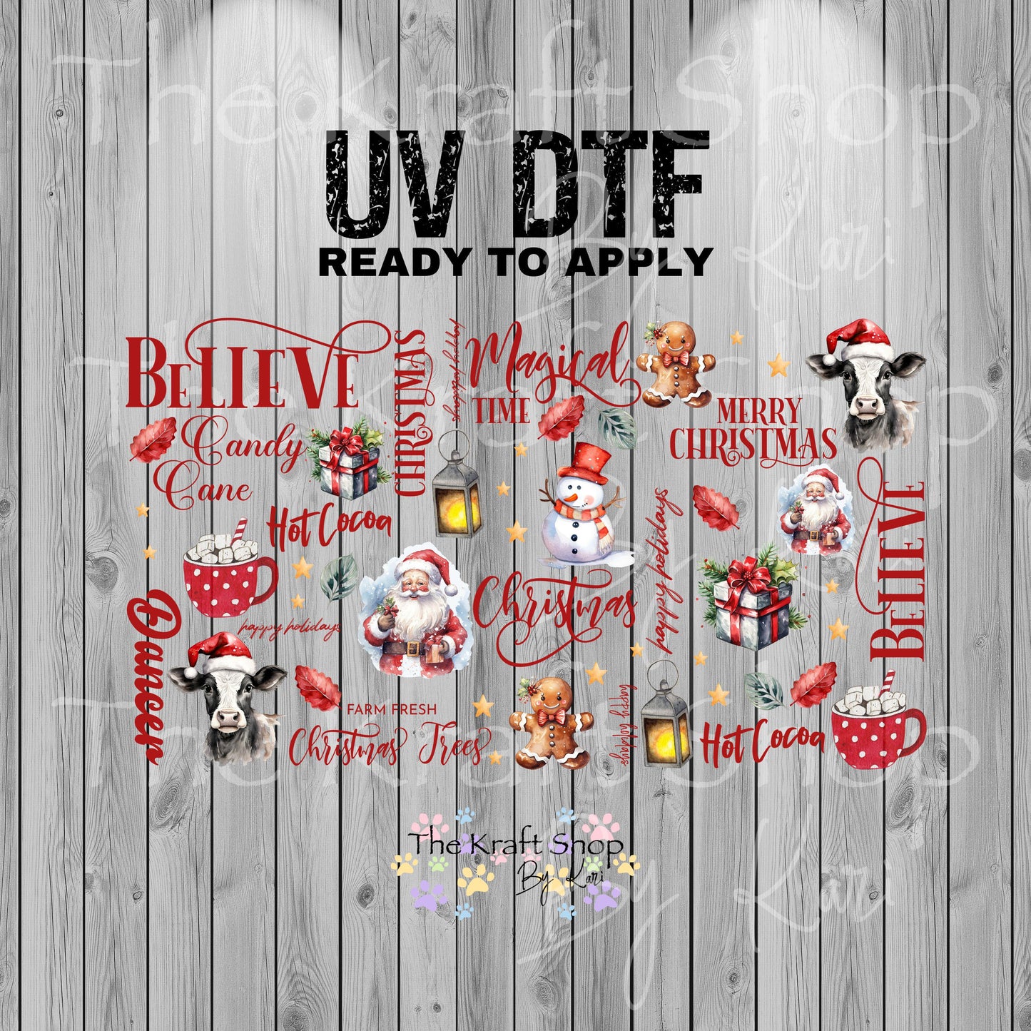 UV DTF Sticker print. Christmas sayings wrap for glass can wrap decal, tumbler decal, permanent sticker. #5381
