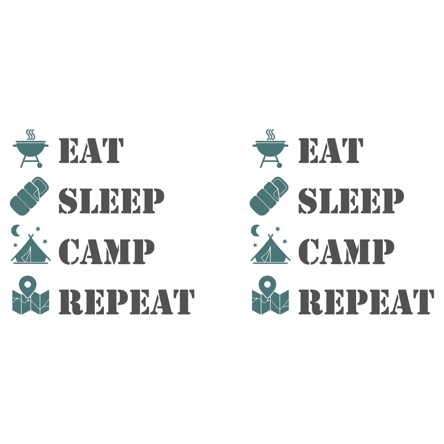 UV DTF Sticker print. Eat Sleep Camp Repeat glass can wrap decal, tumbler decal, permanent sticker. #5390
