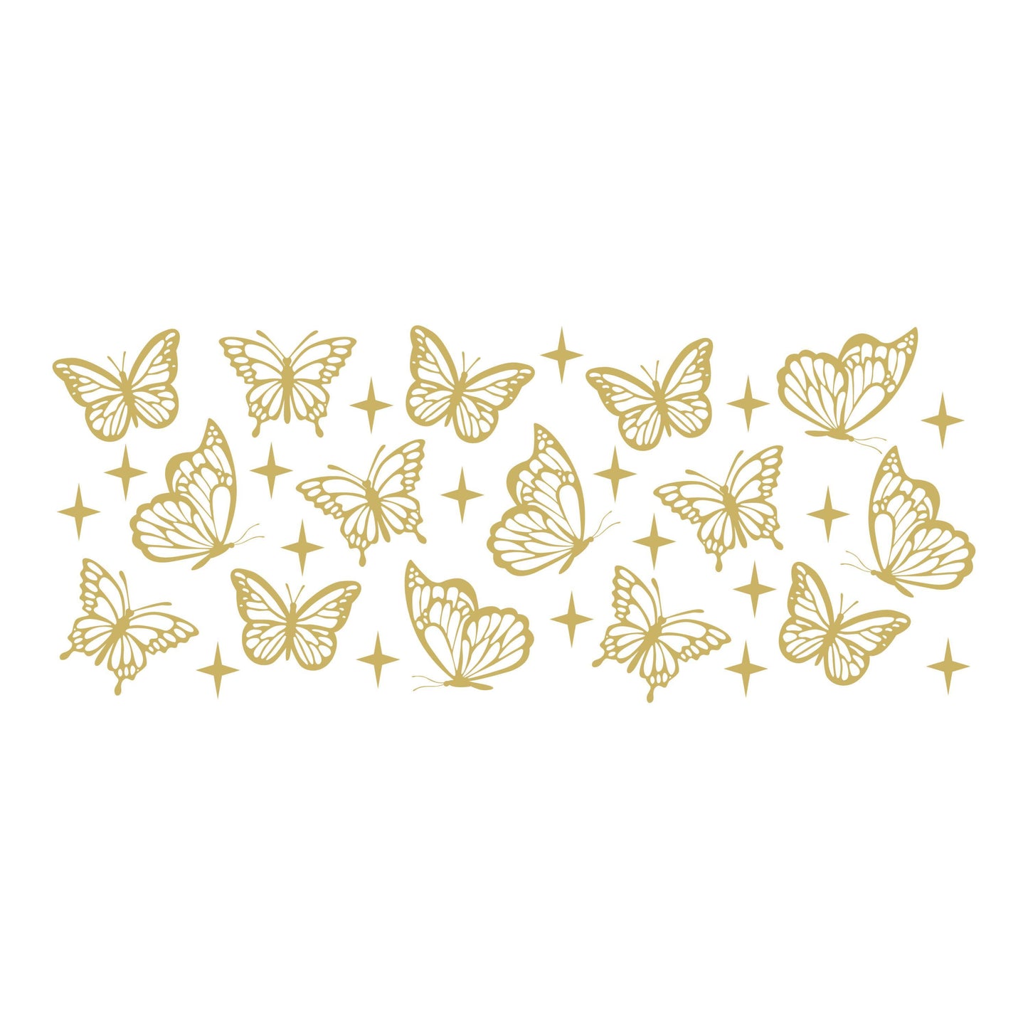 UV DTF Sticker print. Butterflies and sparkles glass can wrap decal, tumbler decal, permanent sticker. #5405