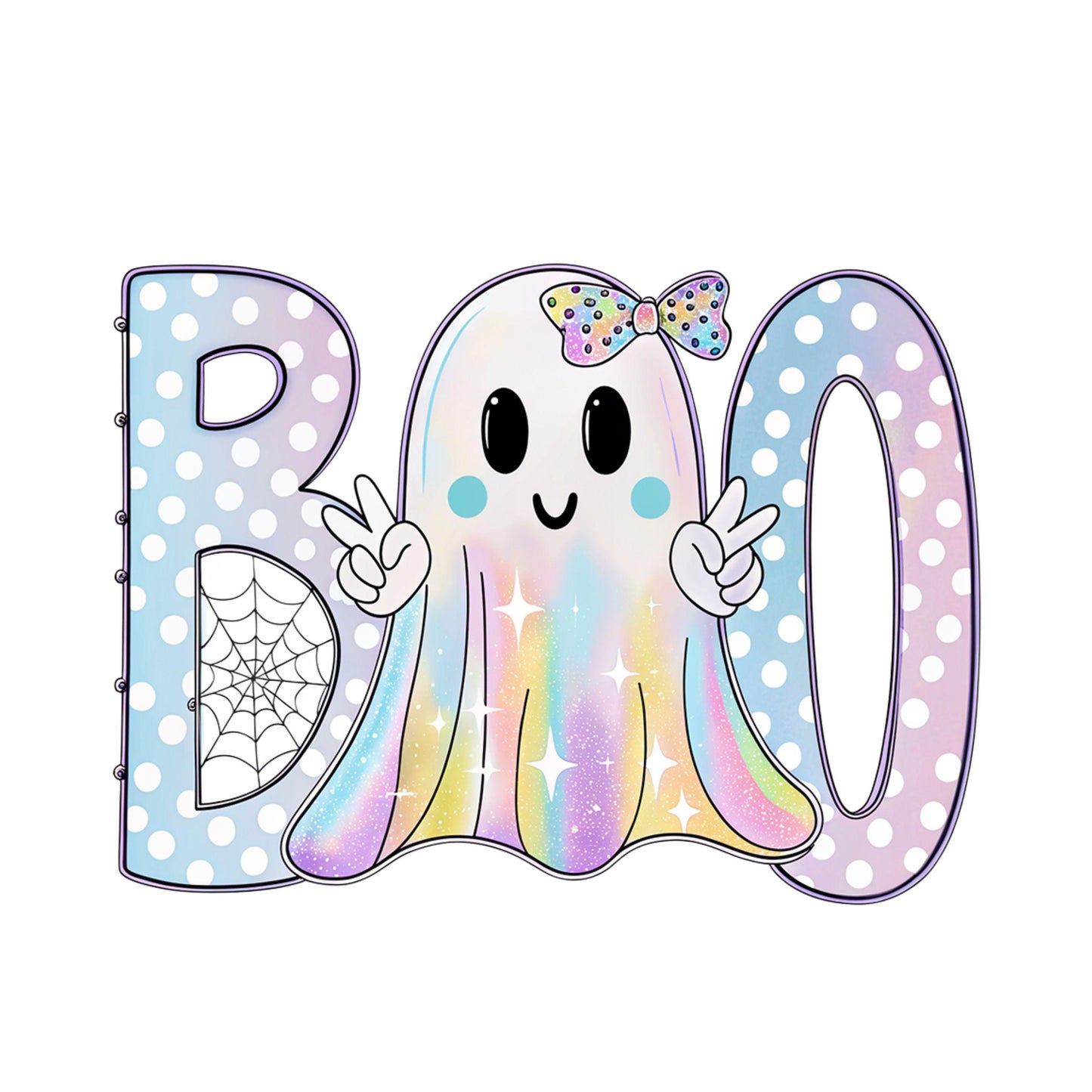 UV DTF Sticker print Boo Ghost Peace sign Iridescent Halloween decal, tumbler decal, permanent sticker. #7364
