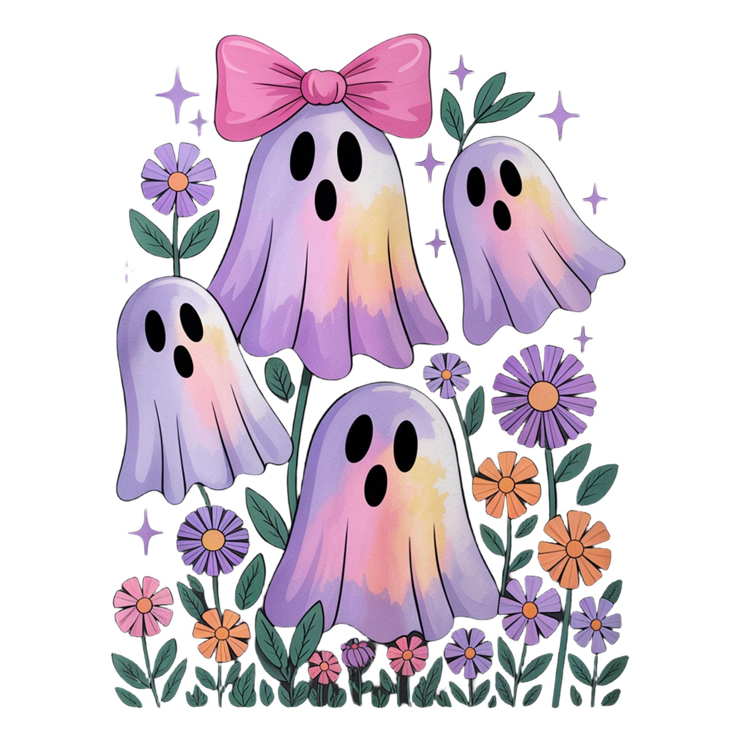 UV DTF Sticker print Iridescent ghost group Halloween decal, tumbler decal, permanent sticker. #7368
